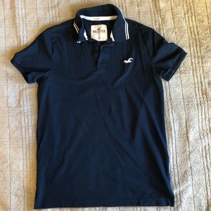 Hollister M Black Polo White stripe collar